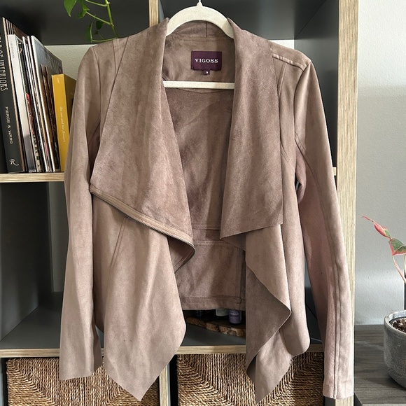 Vigoss Faux Suede Jacket with Drape Collar - Size Small - Picture 1 of 6